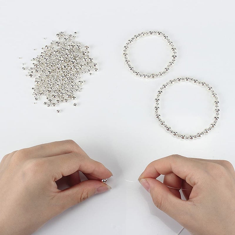 LolliBeads (R) Silver Plated Smooth Round Metal Beads Assorted Size Jumbo Pack 2100 pcs - Image 5